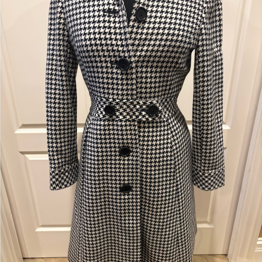 Trina Turk Black and White Houndstooth Coat